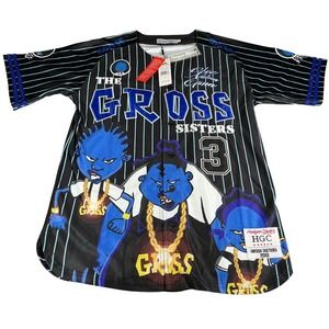 Headgear Classics Gross Sisters Baseball Jersey Black Blue Proud Family L NWT